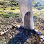 Old marble headstone with an even older grave marker. 2019-07-21_Tinker_Hill-21